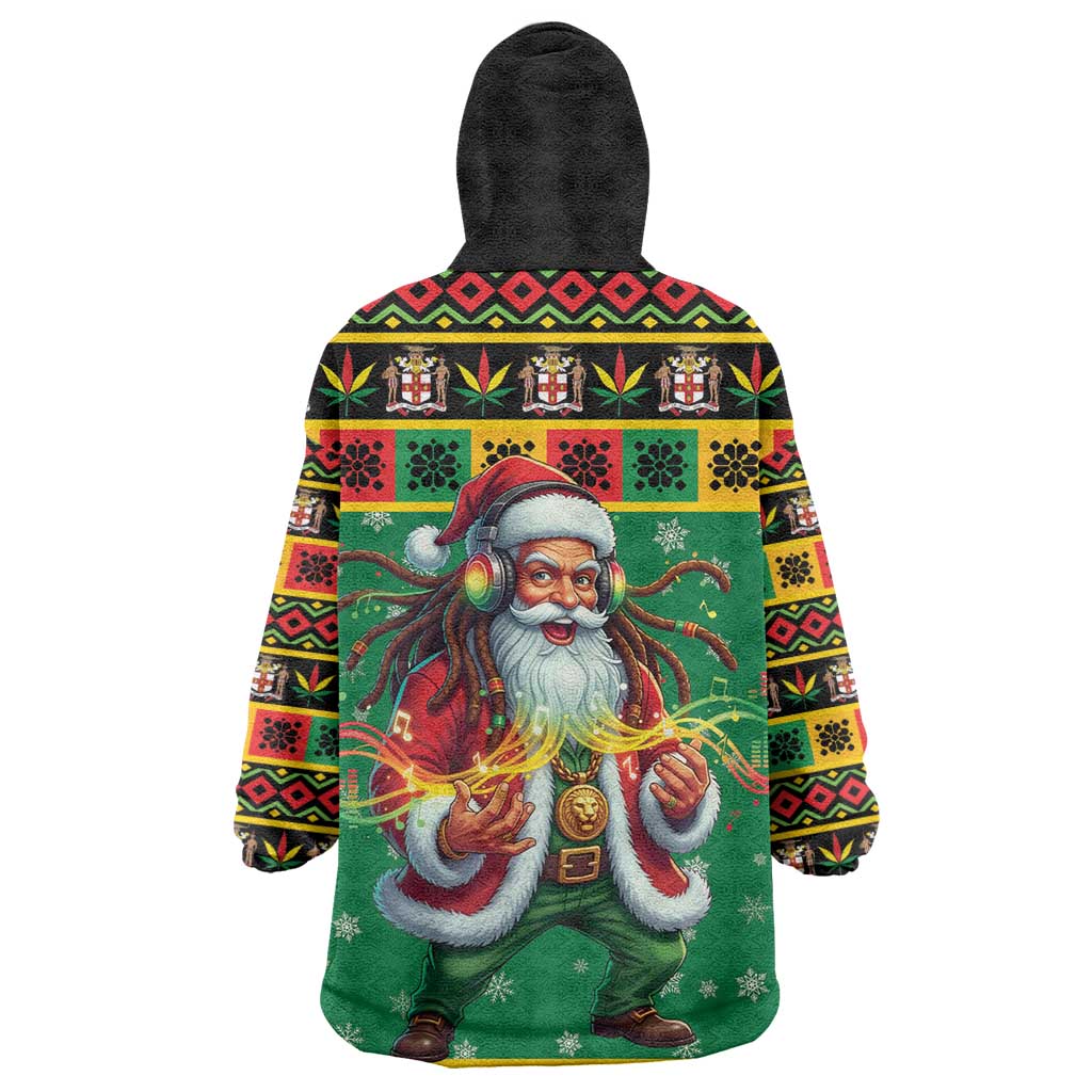Afro-Jamaicans Christmas Kid Wearable Blanket Hoodie Reggae Santa with Dreadlocks Design - African Pride