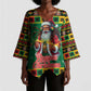 Afro-Jamaicans Christmas Kimono Sleeve Blouse Reggae Santa with Dreadlocks Design