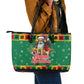 Afro-Jamaicans Christmas Leather Tote Bag Reggae Santa with Dreadlocks Design - African Pride
