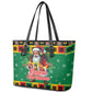 Afro-Jamaicans Christmas Leather Tote Bag Reggae Santa with Dreadlocks Design - African Pride