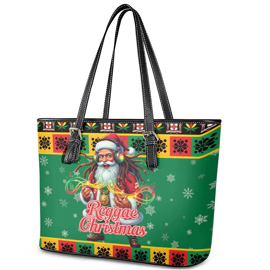 Afro-Jamaicans Christmas Leather Tote Bag Reggae Santa with Dreadlocks Design - African Pride