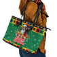 Afro-Jamaicans Christmas Leather Tote Bag Reggae Santa with Dreadlocks Design - African Pride