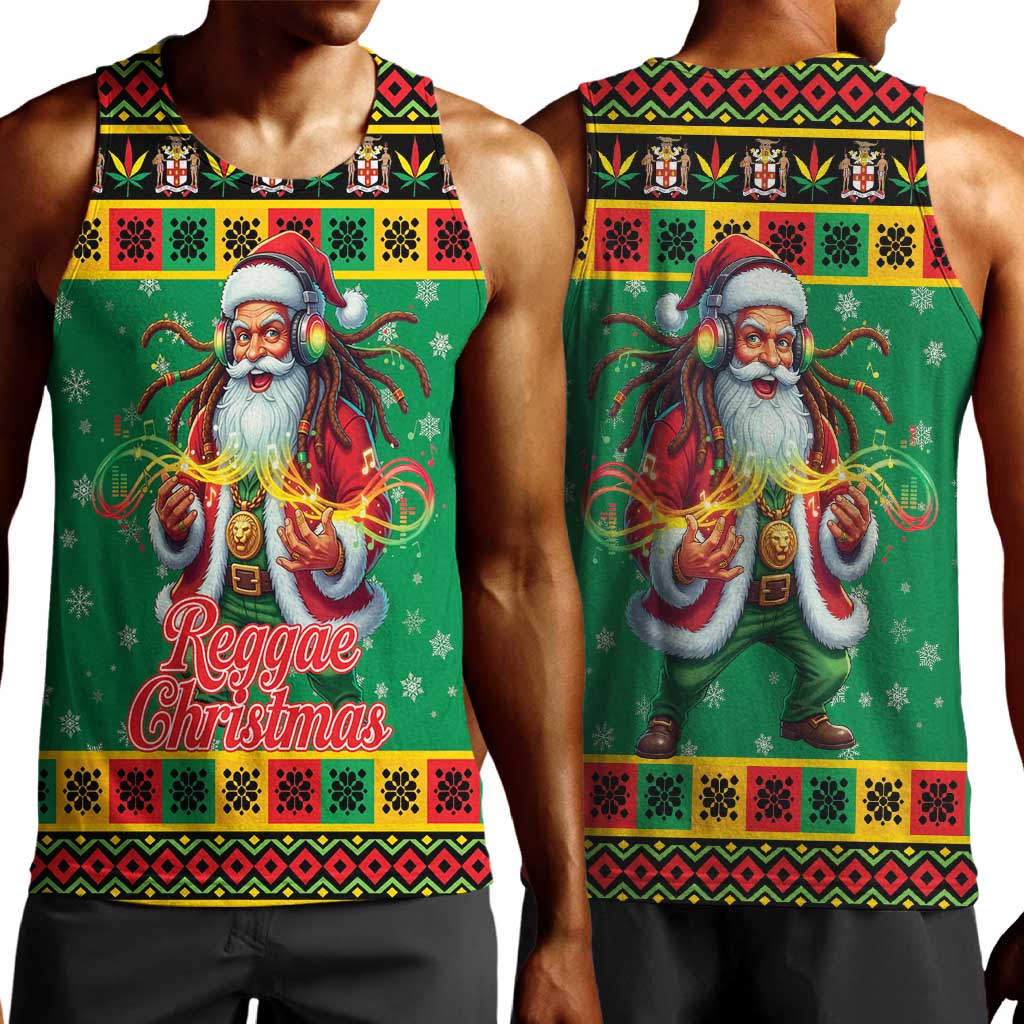Afro-Jamaicans Christmas Men Tank Top Reggae Santa with Dreadlocks Design - African Pride