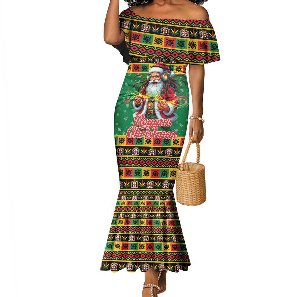 Afro-Jamaicans Christmas Mermaid Dress Reggae Santa with Dreadlocks Design - African Pride