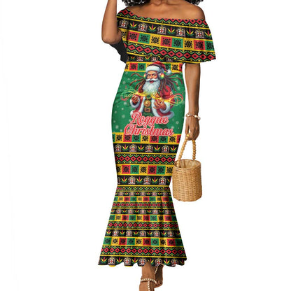 Afro-Jamaicans Christmas Mermaid Dress Reggae Santa with Dreadlocks Design - African Pride