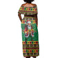 Afro-Jamaicans Christmas Off Shoulder Maxi Dress Reggae Santa with Dreadlocks Design - African Pride