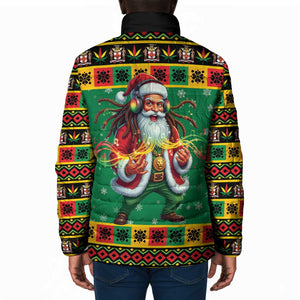 Afro-Jamaicans Christmas Padded Jacket Reggae Santa with Dreadlocks Design