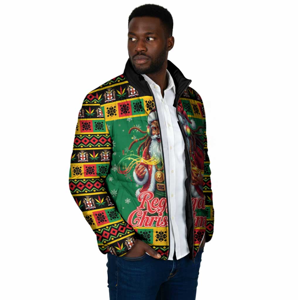 Afro-Jamaicans Christmas Padded Jacket Reggae Santa with Dreadlocks Design