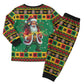 Afro-Jamaicans Christmas Pajama Set Reggae Santa with Dreadlocks Design - African Pride