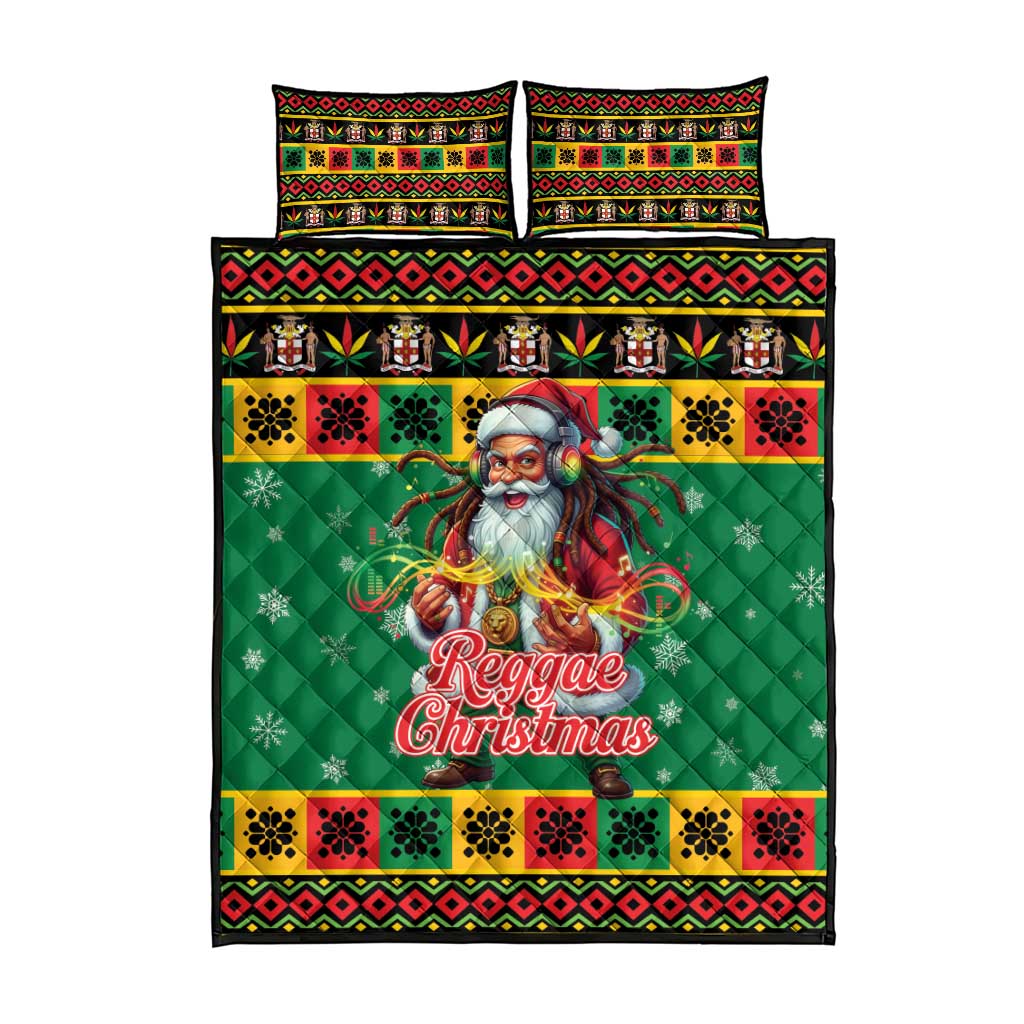 Afro-Jamaicans Christmas Quilt Bed Set Reggae Santa with Dreadlocks Design - African Pride