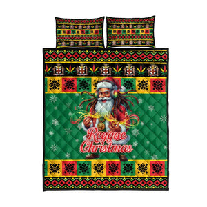 Afro-Jamaicans Christmas Quilt Bed Set Reggae Santa with Dreadlocks Design - African Pride