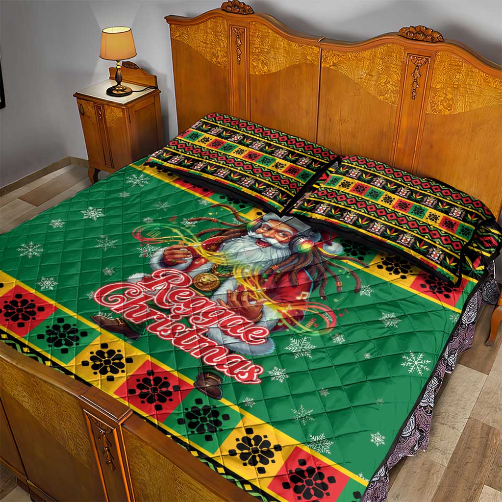 Afro-Jamaicans Christmas Quilt Bed Set Reggae Santa with Dreadlocks Design - African Pride