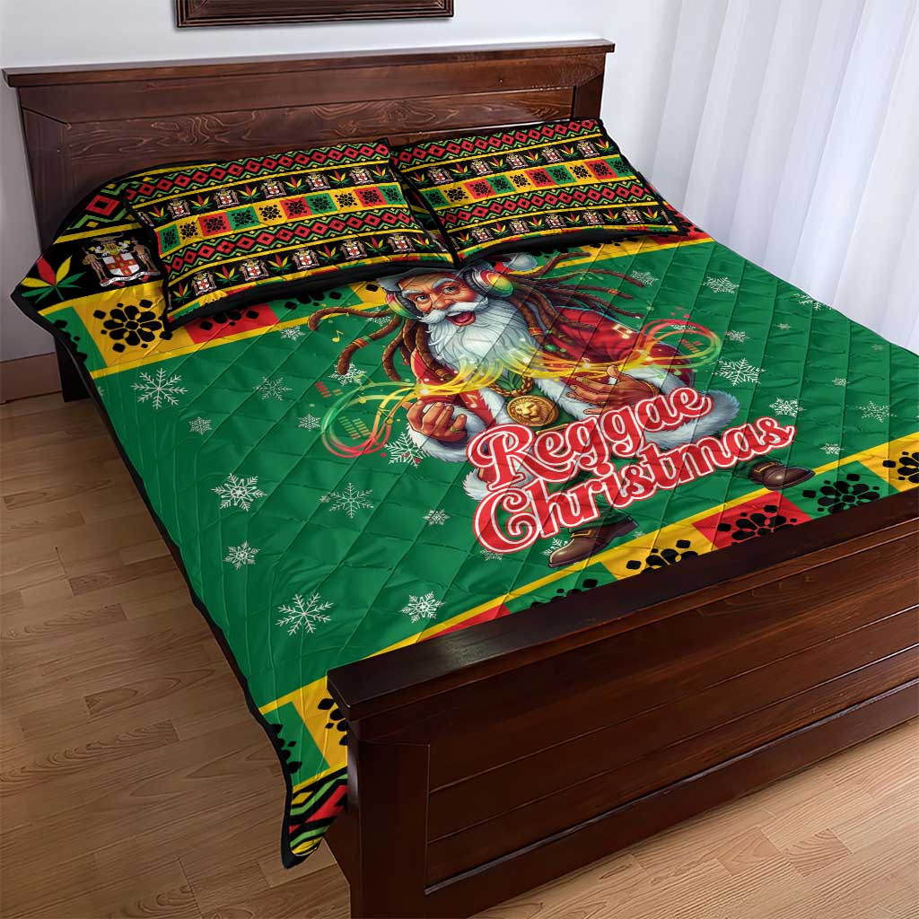 Afro-Jamaicans Christmas Quilt Bed Set Reggae Santa with Dreadlocks Design - African Pride