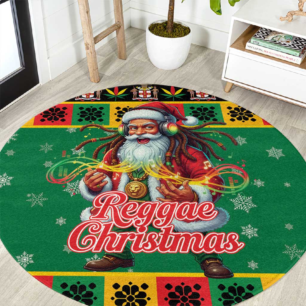 Afro-Jamaicans Christmas Round Carpet Reggae Santa with Dreadlocks Design - African Pride