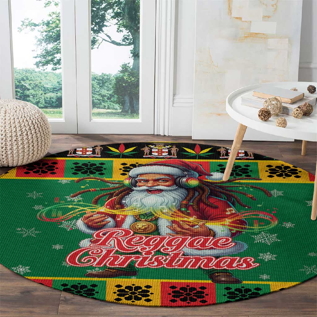 Afro-Jamaicans Christmas Round Carpet Reggae Santa with Dreadlocks Design - African Pride