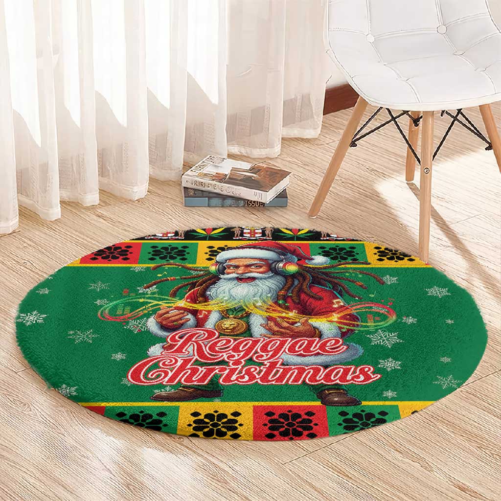 Afro-Jamaicans Christmas Round Carpet Reggae Santa with Dreadlocks Design - African Pride
