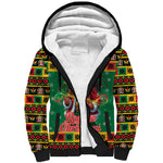 Afro-Jamaicans Christmas Sherpa Hoodie Reggae Santa with Dreadlocks Design - African Pride