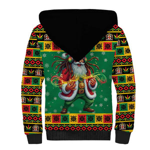 Afro-Jamaicans Christmas Sherpa Hoodie Reggae Santa with Dreadlocks Design - African Pride