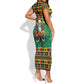 Afro-Jamaicans Christmas Short Sleeve Bodycon Dress Reggae Santa with Dreadlocks Design - African Pride