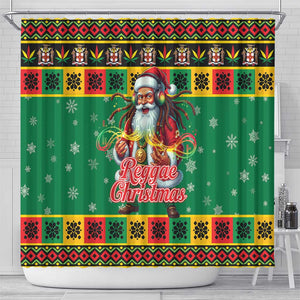 Afro-Jamaicans Christmas Shower Curtain Reggae Santa with Dreadlocks Design - African Pride