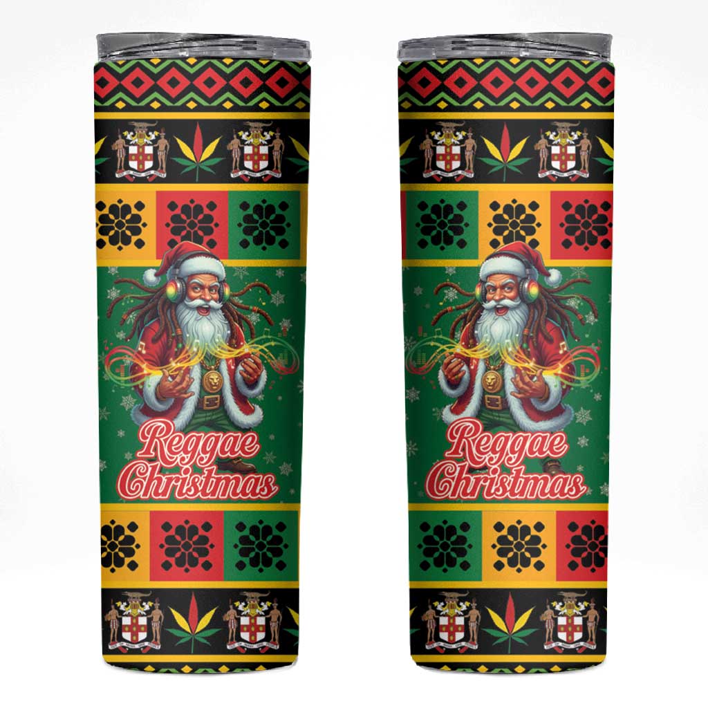 Afro-Jamaicans Christmas Skinny Tumbler Reggae Santa with Dreadlocks Design - African Pride