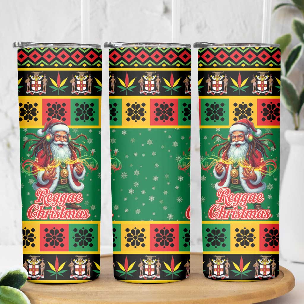 Afro-Jamaicans Christmas Skinny Tumbler Reggae Santa with Dreadlocks Design - African Pride