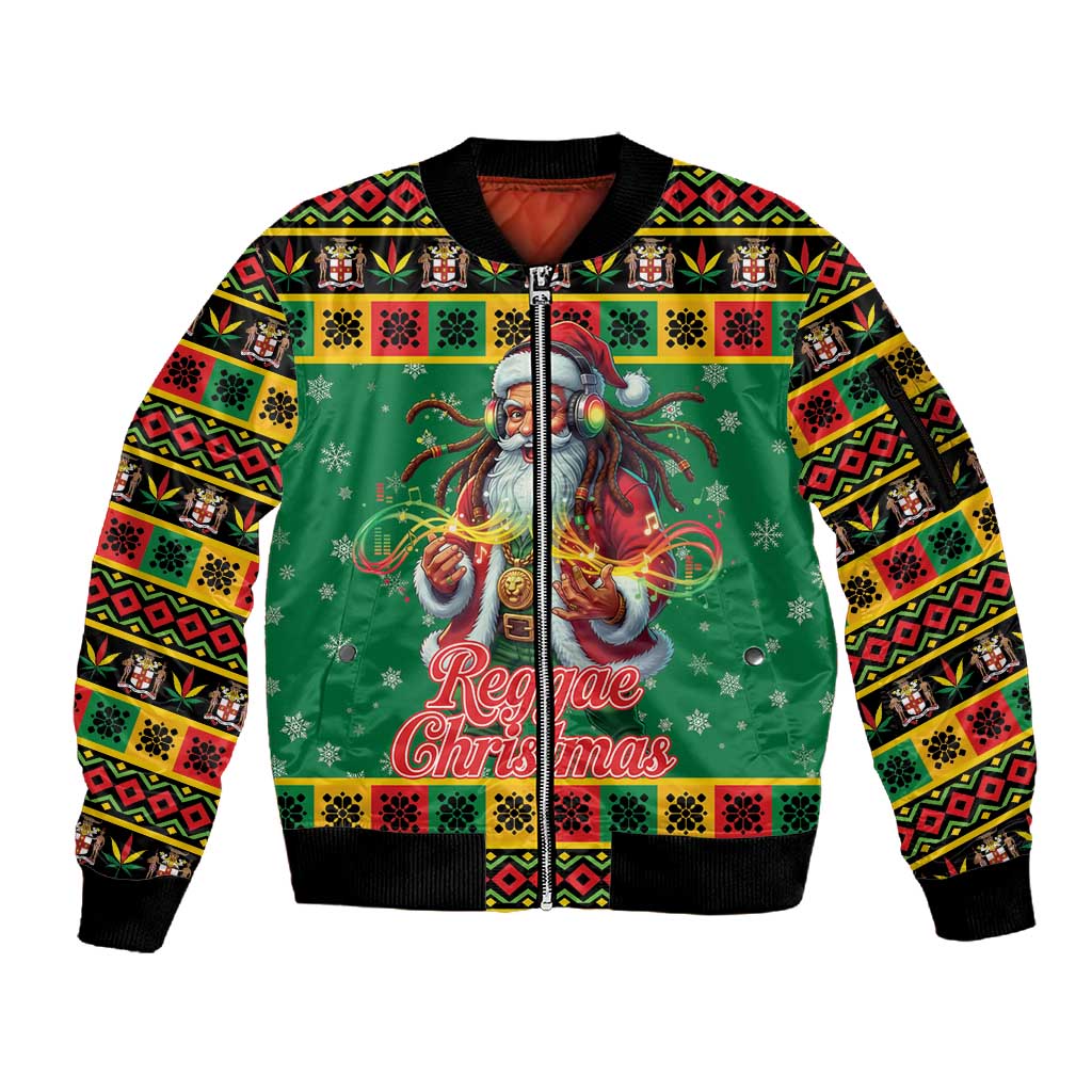 Afro-Jamaicans Christmas Sleeve Zip Bomber Jacket Reggae Santa with ...