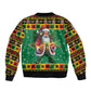 Afro-Jamaicans Christmas Sleeve Zip Bomber Jacket Reggae Santa with Dreadlocks Design - African Pride