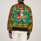 Afro-Jamaicans Christmas Sleeve Zip Bomber Jacket Reggae Santa with Dreadlocks Design - African Pride