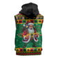 Afro-Jamaicans Christmas Sleeveless Hoodie Reggae Santa with Dreadlocks Design - African Pride