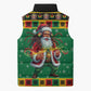 Afro-Jamaicans Christmas Sleeveless Puffer Jacket Reggae Santa with Dreadlocks Design