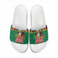 Afro-Jamaicans Christmas Slide Sandals Reggae Santa with Dreadlocks Design