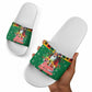 Afro-Jamaicans Christmas Slide Sandals Reggae Santa with Dreadlocks Design