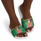Afro-Jamaicans Christmas Slide Sandals Reggae Santa with Dreadlocks Design