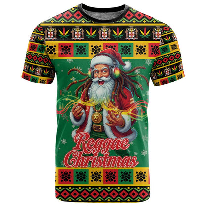Afro-Jamaicans Christmas T shirt Reggae Santa with Dreadlocks Design - African Pride