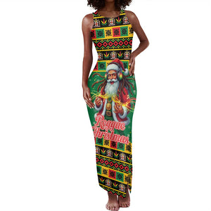 Afro-Jamaicans Christmas Tank Maxi Dress Reggae Santa with Dreadlocks Design - African Pride