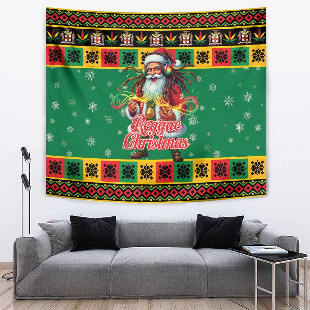 Afro-Jamaicans Christmas Tapestry Reggae Santa with Dreadlocks Design - African Pride