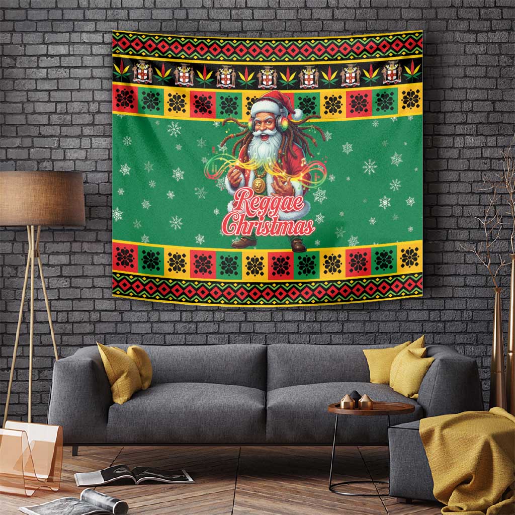Afro-Jamaicans Christmas Tapestry Reggae Santa with Dreadlocks Design - African Pride
