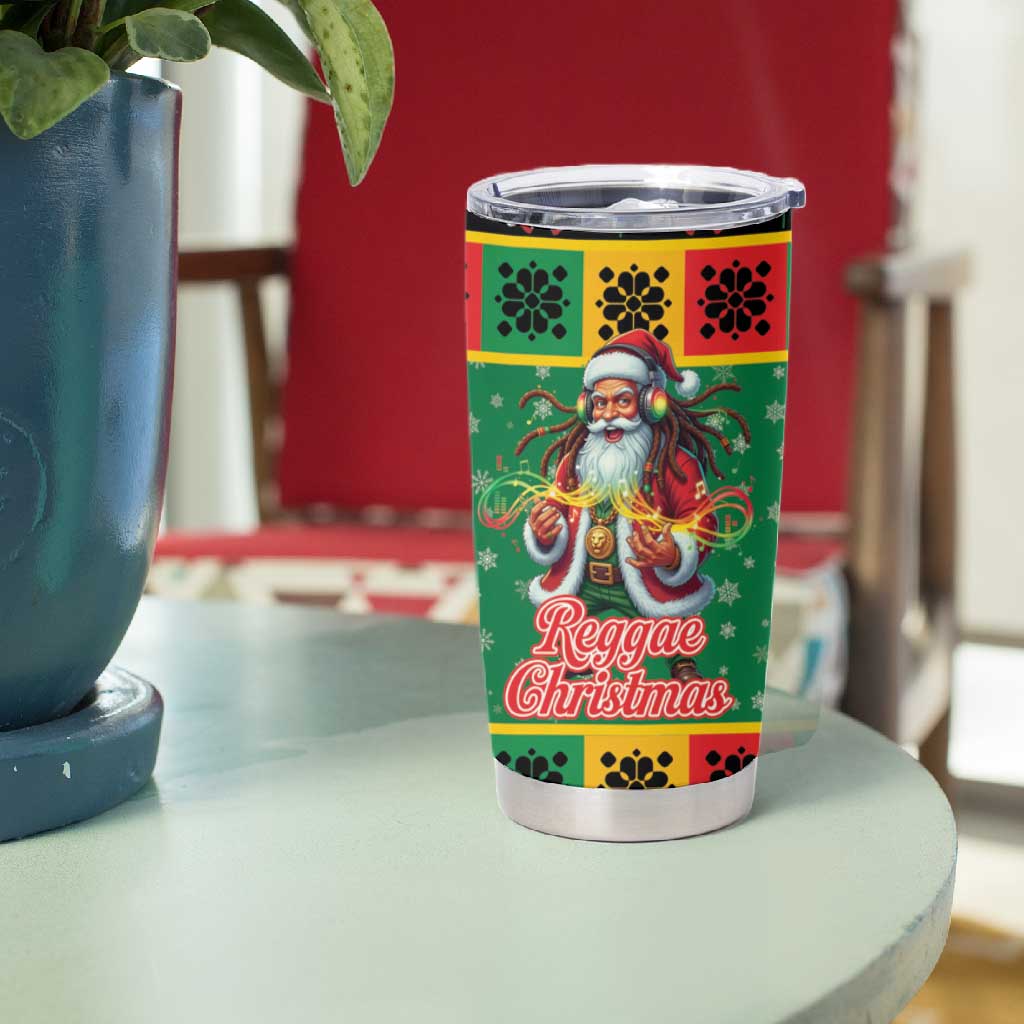 Afro-Jamaicans Christmas Tumbler Cup Reggae Santa with Dreadlocks Design - African Pride