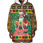 Afro-Jamaicans Christmas Wearable Blanket Hoodie Reggae Santa with Dreadlocks Design - African Pride