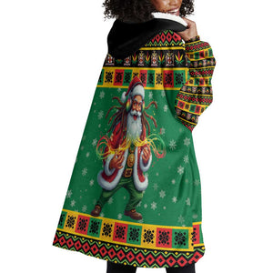 Afro-Jamaicans Christmas Wearable Blanket Hoodie Reggae Santa with Dreadlocks Design - African Pride