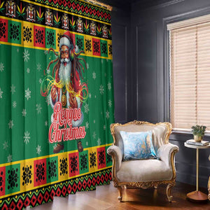Afro-Jamaicans Christmas Window Curtain Reggae Santa with Dreadlocks Design - African Pride