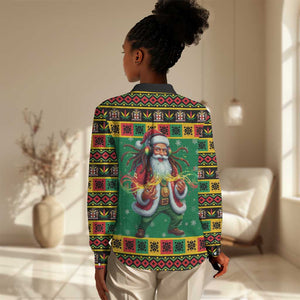 Afro-Jamaicans Christmas Women Casual Shirt Reggae Santa with Dreadlocks Design - African Pride
