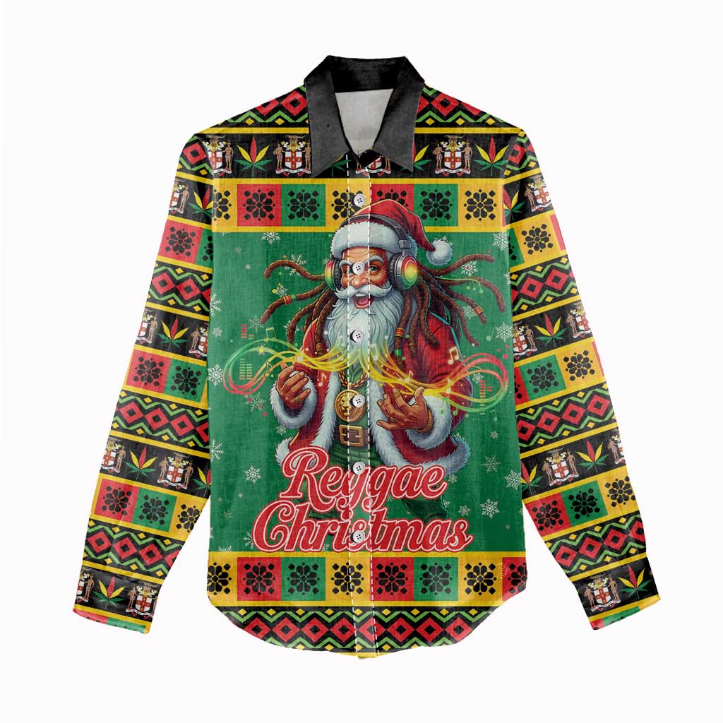 Afro-Jamaicans Christmas Women Casual Shirt Reggae Santa with Dreadlocks Design - African Pride