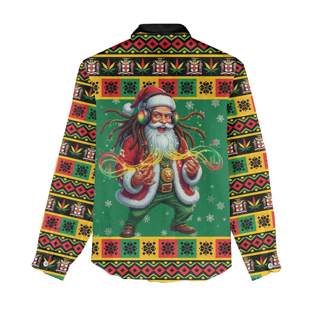 Afro-Jamaicans Christmas Women Casual Shirt Reggae Santa with Dreadlocks Design - African Pride