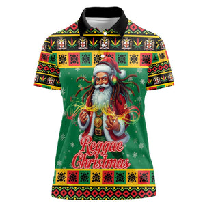 Afro-Jamaicans Christmas Women Polo Shirt Reggae Santa with Dreadlocks Design - African Pride
