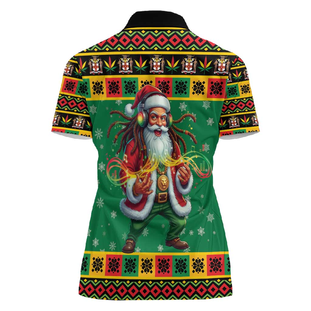 Afro-Jamaicans Christmas Women Polo Shirt Reggae Santa with Dreadlocks Design - African Pride