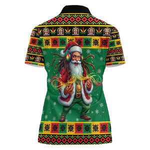 Afro-Jamaicans Christmas Women Polo Shirt Reggae Santa with Dreadlocks Design - African Pride