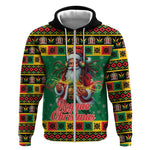 Afro-Jamaicans Christmas Zip Hoodie Reggae Santa with Dreadlocks Design - African Pride