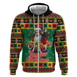 Afro-Jamaicans Christmas Zip Hoodie Reggae Santa with Dreadlocks Design - African Pride